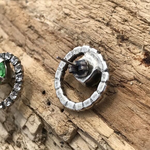 Handcrafted earrings with peridot and clear Swarovski crystals super sparkly - Picture 5 of 6